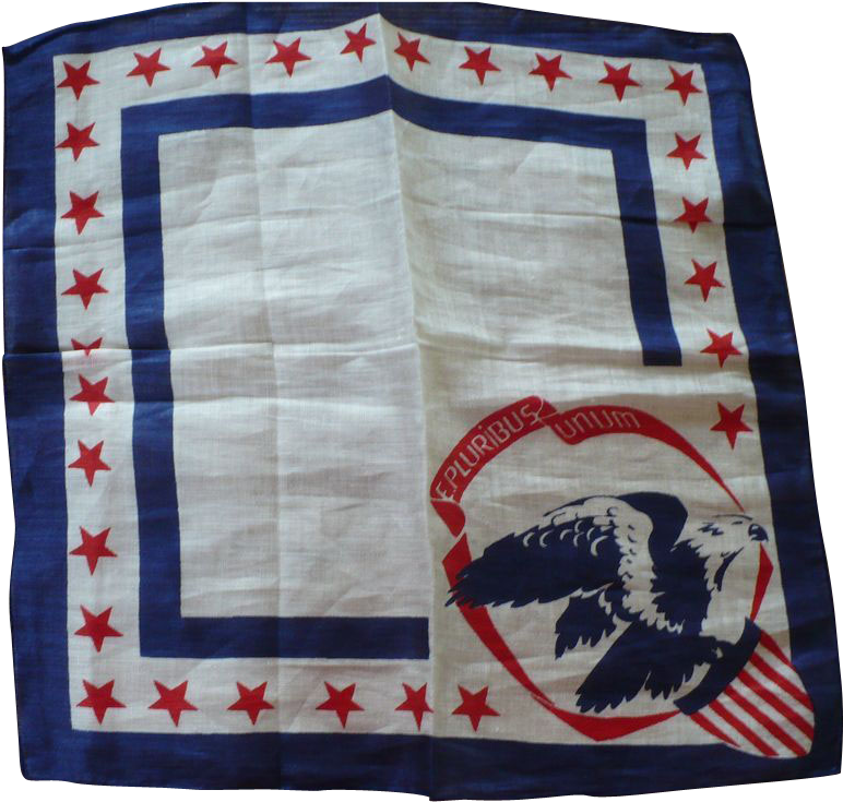 Patriotic Red, White And Blue Never Used Vintage Handkerchief (771x771), Png Download