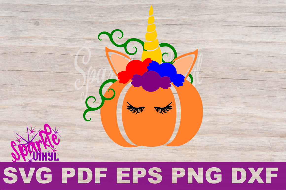 Unicorn Pumpking With Candy Svg Dxf Eps Png Pdf Files (1160x772), Png Download