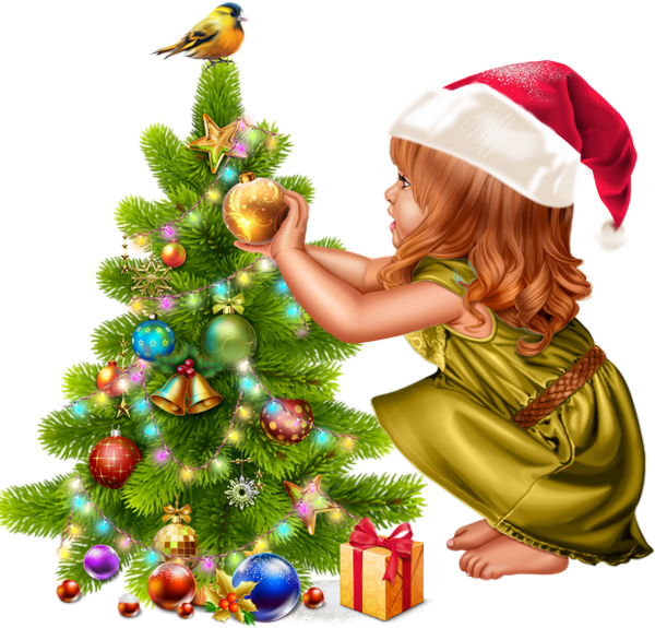 Dibujo Niña De Navidad Png (600x575), Png Download