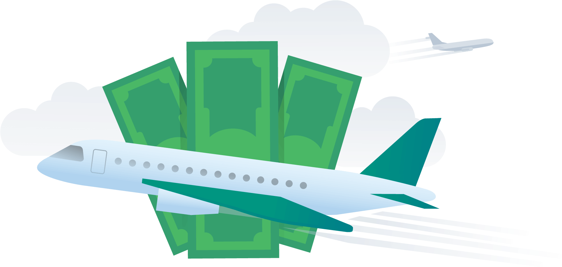 Plane And Money (2200x1300), Png Download