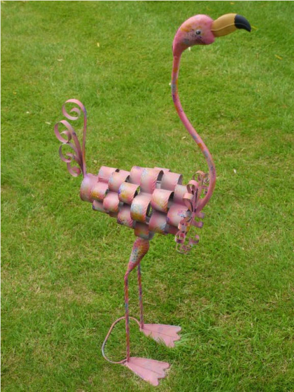 Large Flamingo Metal Indoor Outdoor Pond Garden Ornament (1152x768), Png Download