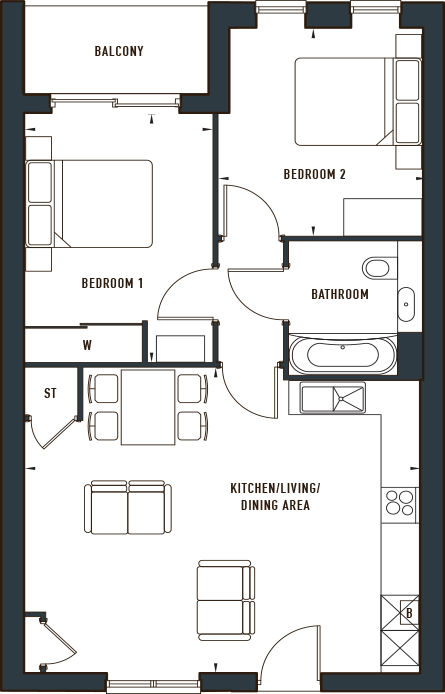 The Heron Floor Plan (445x694), Png Download