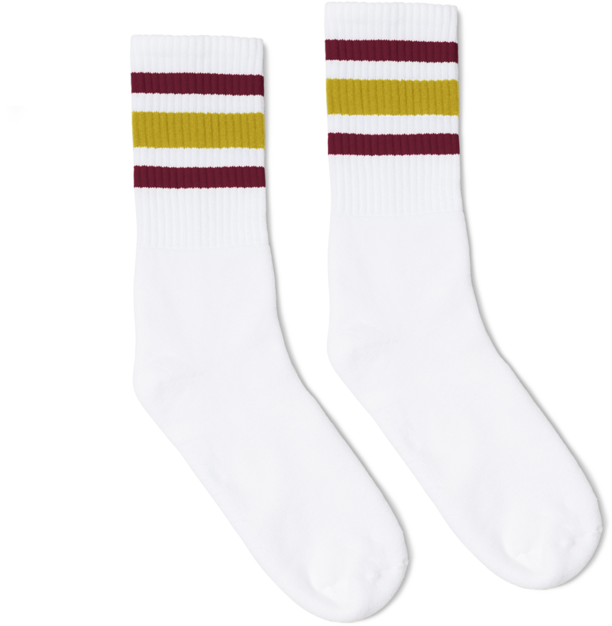 Maroon And Vegas Gold Striped Socks (1024x1024), Png Download