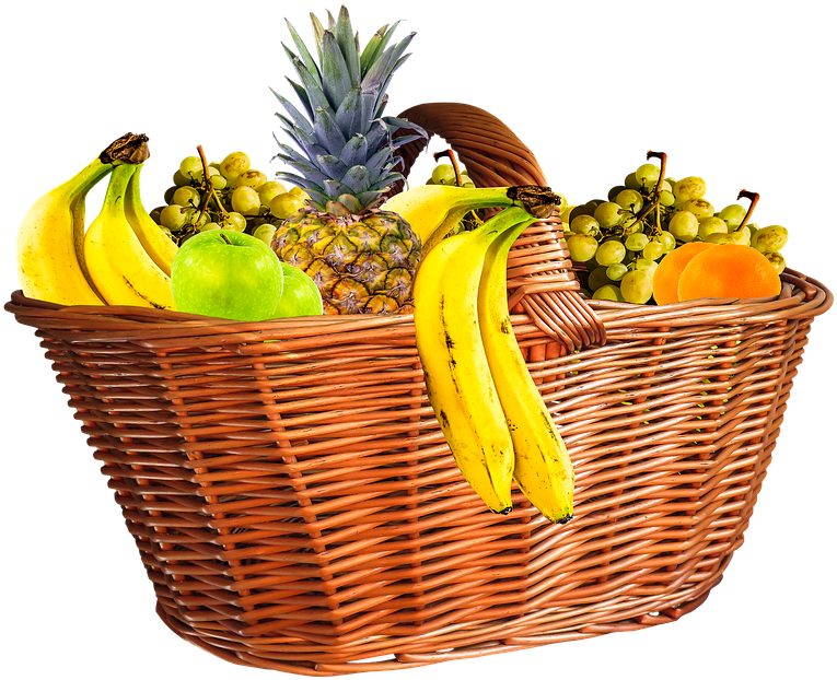 Fruit Basket Fruits Png Isolated - Basket Of Fruits Png (960x663), Png Download