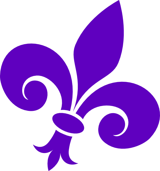 Purple Fleur De Lis On Angle Clip Art - Fleur De Lis Mor (564x600), Png Download