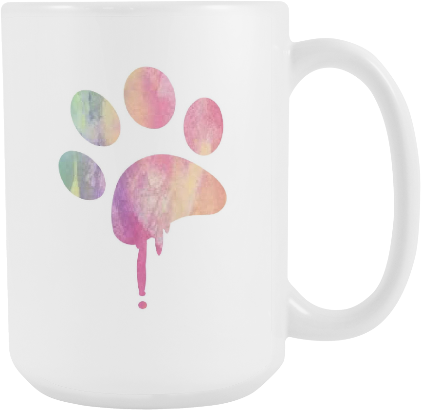 Fresh Watercolor Paw Print Coffee Mug 15 Oz - Watercolor Paw Png (1024x1024), Png Download