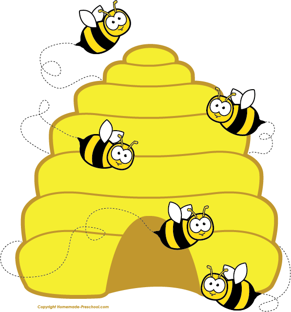 Free Bee Clipart - Honey Bee Hive Clipart (597x640), Png Download