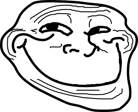 Face White Facial Expression Black And White Line Art - Meme Troll Face Png (462x377), Png Download