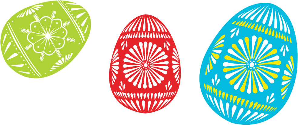 Colour Easter Eggs Clipart (900x375), Png Download
