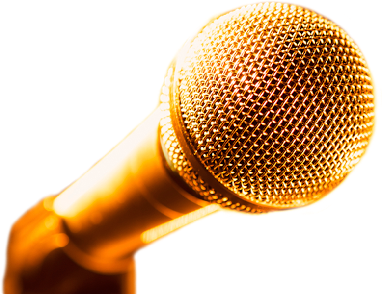 Banner - Gold Microphone Png (586x452), Png Download