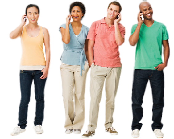Young People Talking On Phones Transparencey - Communication (600x450), Png Download