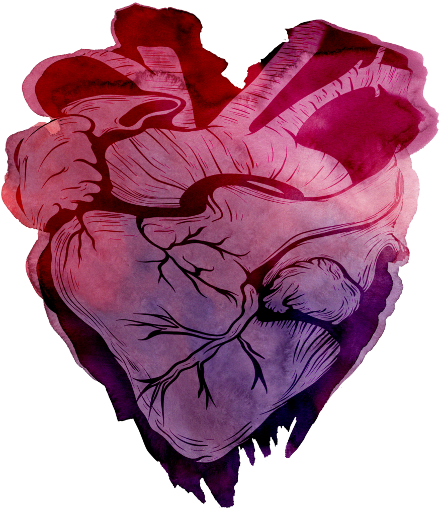Heart Watercolor Png - Purple Watercolor Heart Png (1024x1024), Png Download