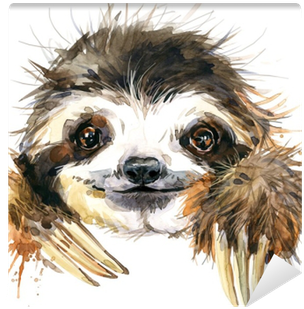 Watercolor Sloth Illustration - Watercolor Sloth (400x400), Png Download