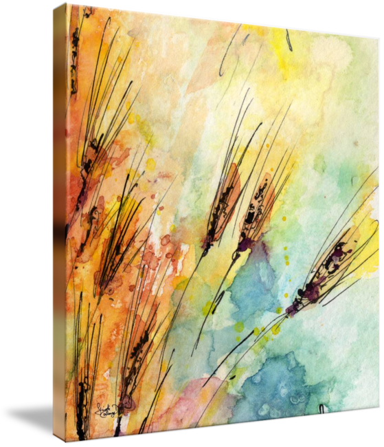 Rye Watercolor And Ink Modern Square Painting - Gallery-wrapped Canvas Art Print 36 X 36 Entitled Rye (559x650), Png Download