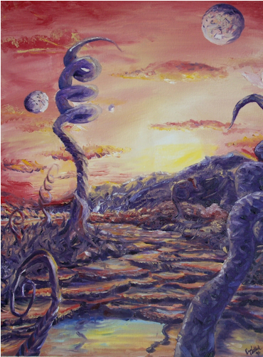 Alien Sunrise, Oil On Canvas, - Art (675x500), Png Download