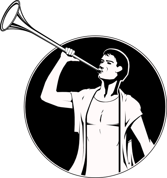 Angel With Trumpet Png - Angel Blowing Trumpet Clipart (558x597), Png Download