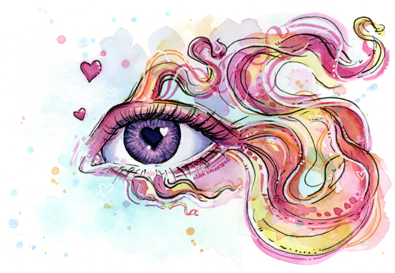 Jpg Library Stock Betta Drawing Watercolor - Eye Fish Art (600x428), Png Download