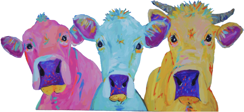 Watercolor Cows Trio - Watercolor Painting (1024x1024), Png Download