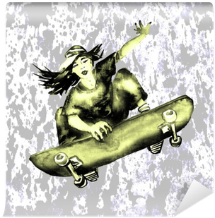 Girl Jumping On Skateboard, Yellow And Gray Colors - Palette (400x400), Png Download