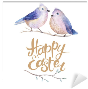 Hand Drawing Easter Watercolor Flying Cartoon Bird - Happy Easter Watercolor (400x400), Png Download