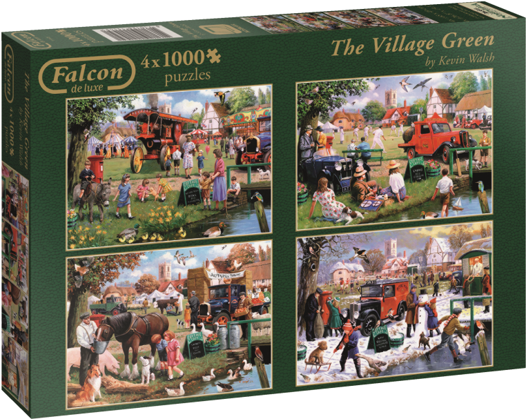 Falcon/jumbo 11145 The Village Green 4 X 1000 Piece - Falcon Deluxe The Village Green Jigsaw Puzzle (4 X (800x800), Png Download