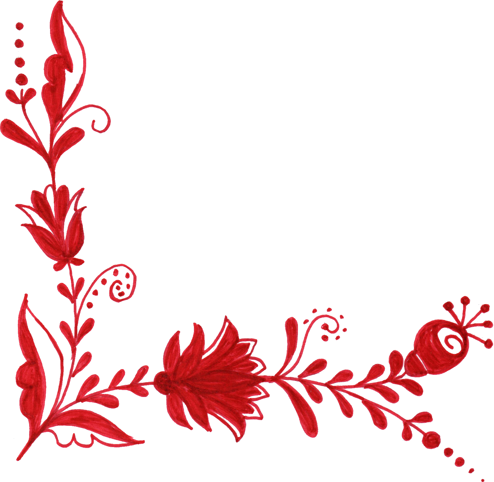 Free Download - Corner Border Flower Png (1628x1588), Png Download