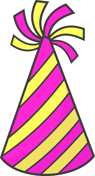 Pink Christmas Hat Png Download Birthday - Pink And Yellow Party Hat (323x600), Png Download