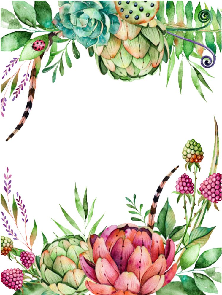 Banner Royalty Free Library Watercolor Succulent Clipart - Suculentas Con Flores Dibujos (1000x1000), Png Download