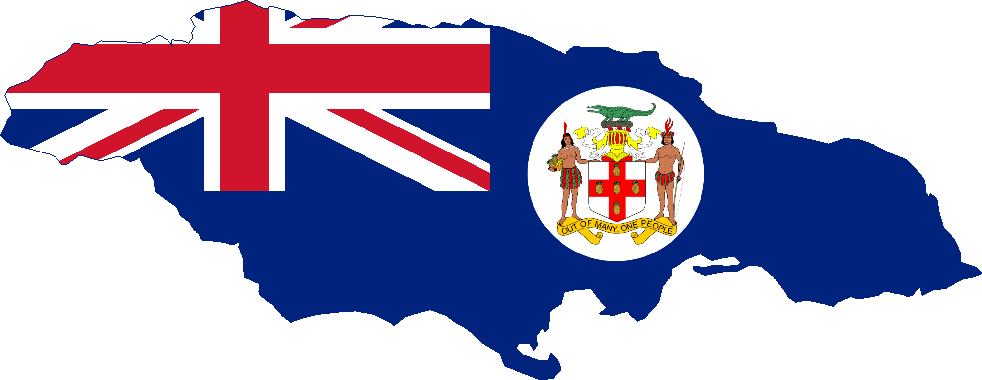 Flag Map Of Jamaica - Jamaica Flag 1962 (1999x775), Png Download