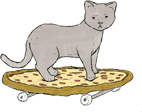 Cat, Transparent, And Pizza Image - Get Meowta Here (500x456), Png Download