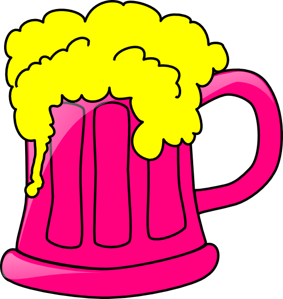 Pink Beer Mug Clip Art - Beer Mug Cartoon Black And White (564x596), Png Download