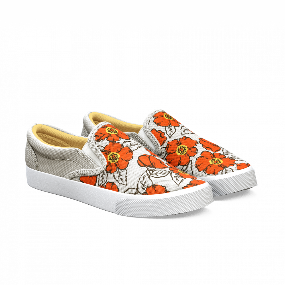 This Canvas Slip-on Featuring Loose Watercolor Painted - Sketchy Poppies (1000x1000), Png Download