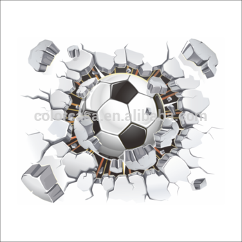 Colorcasazypa 1487 N 3d Football Wall Stickers Broken - Soccer Ball Wall Stickers (350x350), Png Download