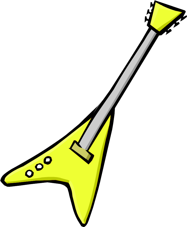 Yellow Electric Guitar - Club Penguin Red Electric Guitar (910x945), Png Download
