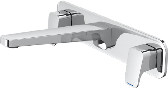Waipori 3 Hole Wall Mounted Basin Set (540x371), Png Download