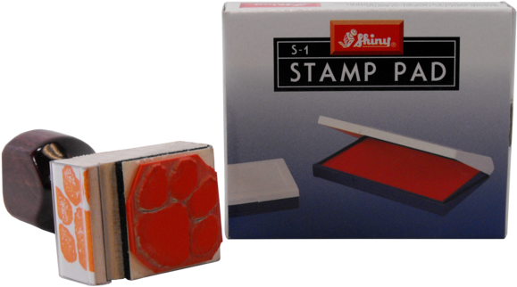 Clemson Tiger Paw Stamp And Orange Ink Pad - Shiny Stamp Pad Red Size 3 110 X 70mm (599x339), Png Download