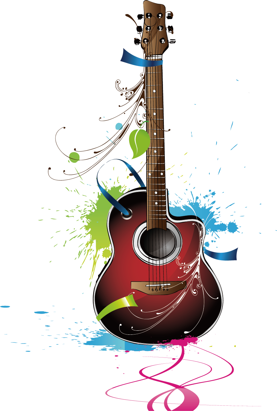 Guitar Musical Instrument - Instrument De Musique Couleur (889x1321), Png Download