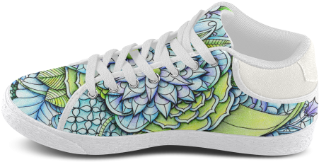 Blue Green Flower Drawing Peaceful Garden Women - Peaceful Flower Garden Rectangular Pillow - Small (17" (500x500), Png Download