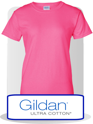 Gildan Women's Ultra Cotton Tees - Transparent T Shirt Pink (300x400), Png Download
