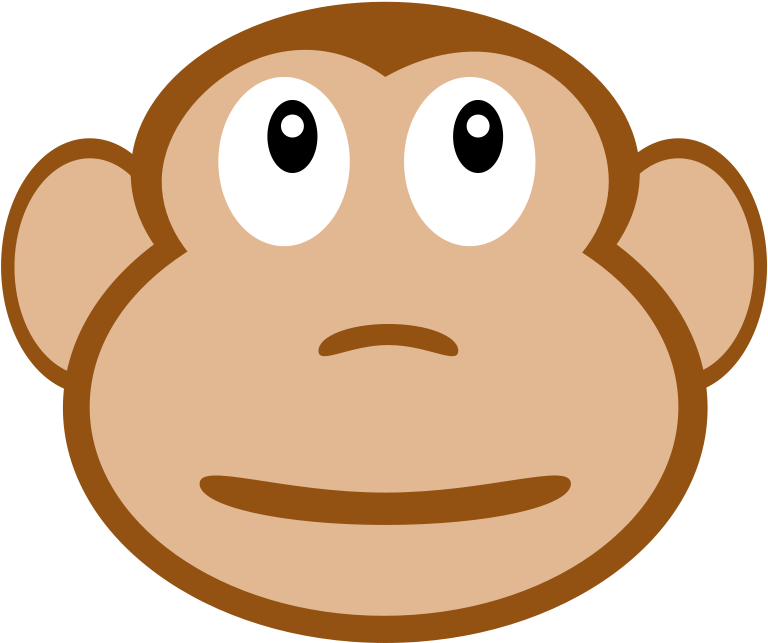 Monkey Head Silhouette - Monkey Face Cartoon (500x418), Png Download