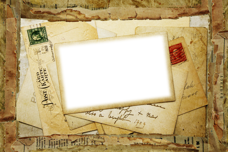 Vintage Letter Collage Frame ~ Zibi Vintage Scrap (800x533), Png Download