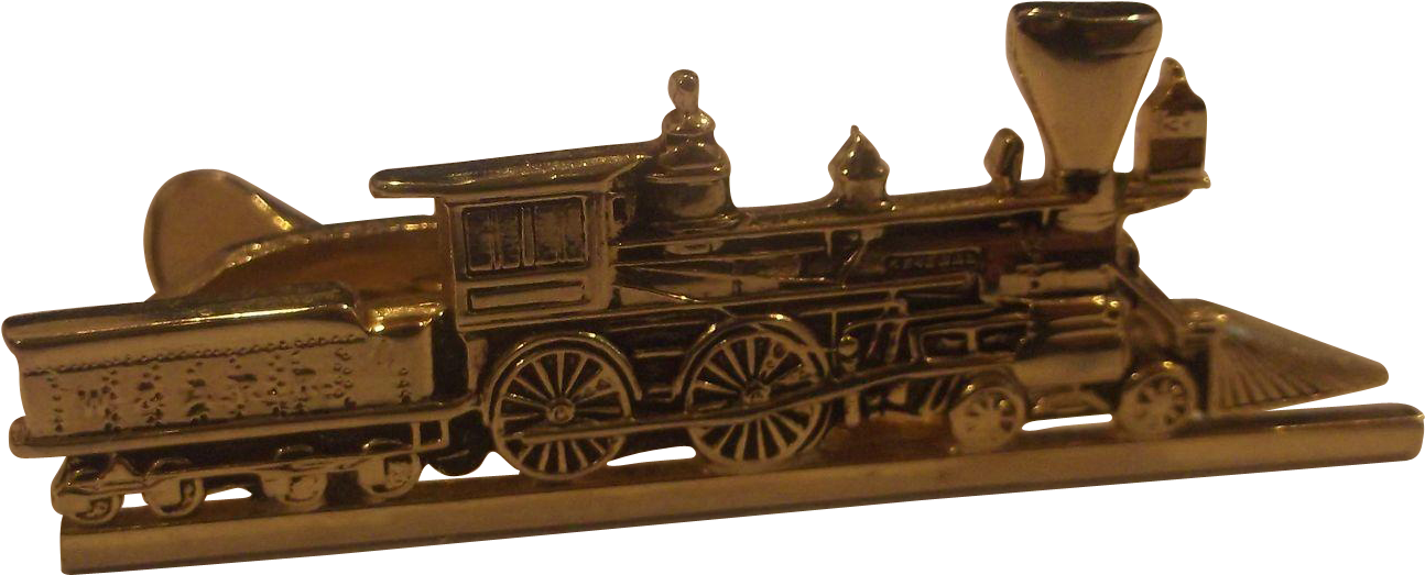 Hickok Tie Clip Tie Bar Railroad Train Steam Engine (1293x1293), Png Download