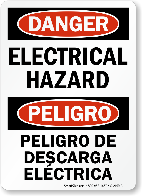 Electrical Hazard / Peligro De Descarga Electrica Sign (580x800), Png Download