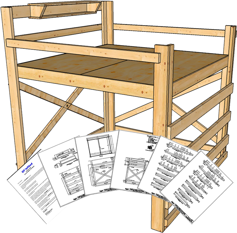 King Size Loft Bed Plans Tall Height (800x800), Png Download