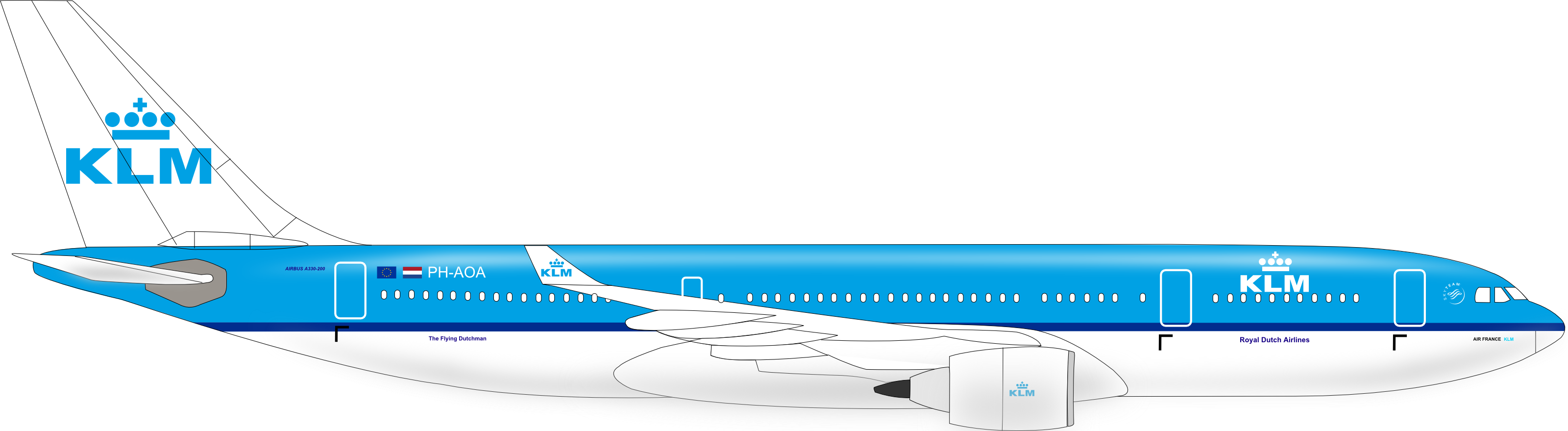 Klm A300 (3200x879), Png Download