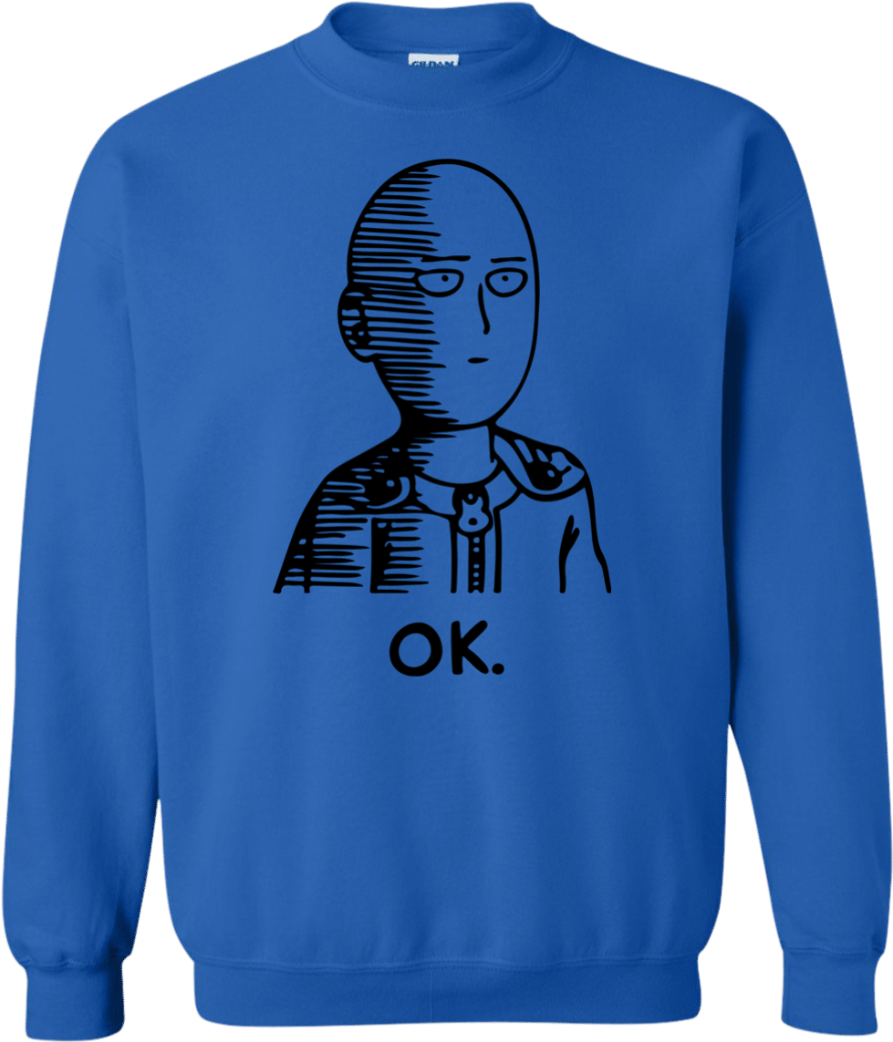 One Punch Man Saitama Ok Hoodie Sweatshirt (1155x1155), Png Download