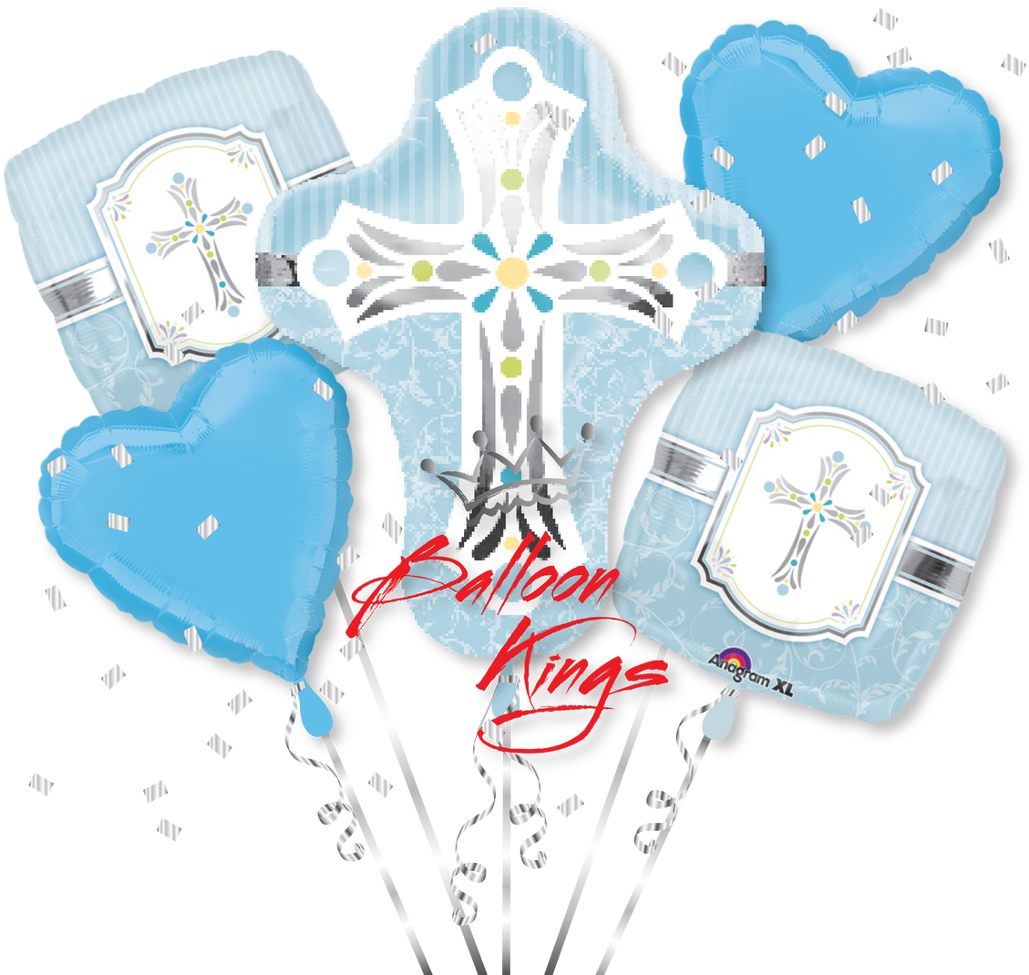 Sweet Baby Christening Blue Cross Bouquet (1280x1280), Png Download