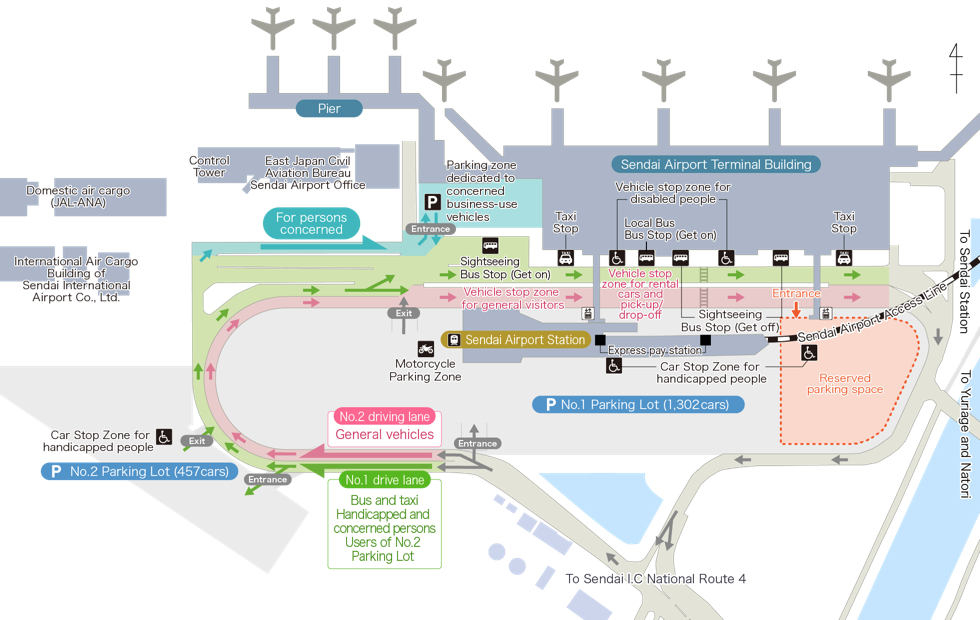 Map Of Sendai Airport Premises (980x620), Png Download