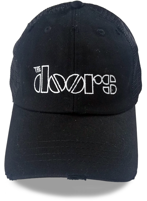 The Doors Vintage Distressed Logo Cap Black Front (800x800), Png Download