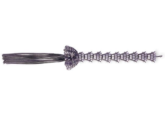 Glazed Gunmetal Fringe Bracelet (554x706), Png Download